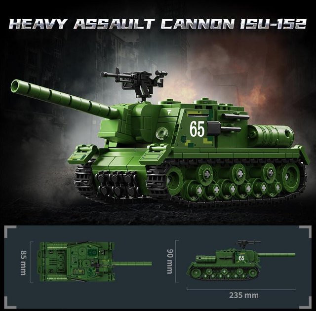 SU-152 Sturmgeschütz Selbstfahrlafette Artillerie KV1 Panzer, Bausteine, ab 14 Jahren - Bild 1