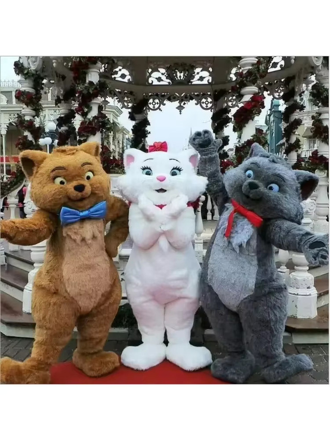 Katze Cartoon Maskottchen Kostüme, Plüsch, Braun Grau Weiß - Bild 5