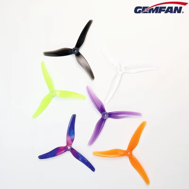 Gemfan 51433 5 Zoll 3-Blatt Propeller für FPV Racing Drohnen, 4 Stück (2 Paar), CW CCW, Orange/Multicolour - Bild 1