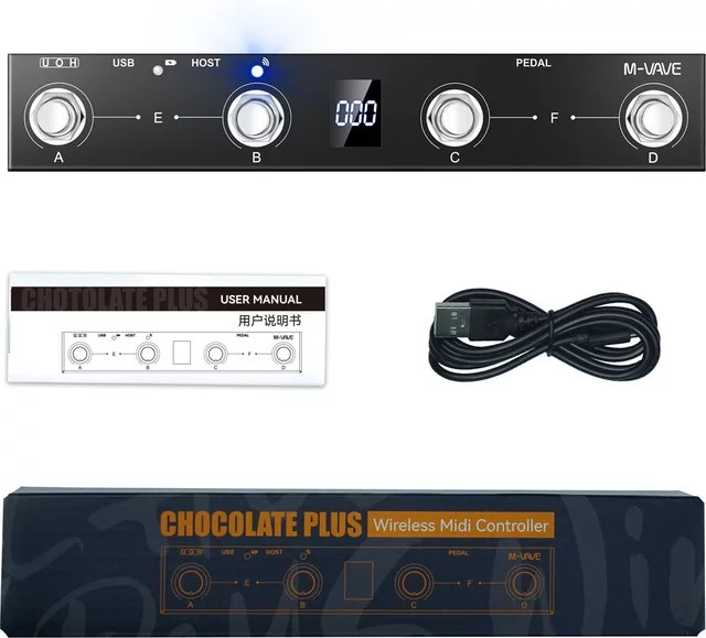 M-VAVE Chocolate Plus Wireless MIDI Controller Tastatur mit 4-Tasten-Fußschalter und Bluetooth, Schwarz - Bild 1