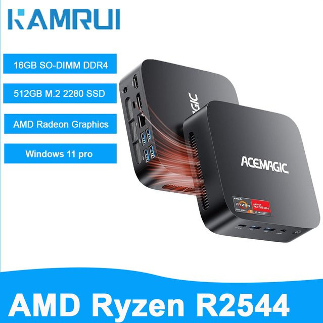 KAMRUI Mini-PC AMD R2544 mit 16GB DDR4, 512GB M.2 SSD, 4K und WLAN in Schwarz - Bild 1