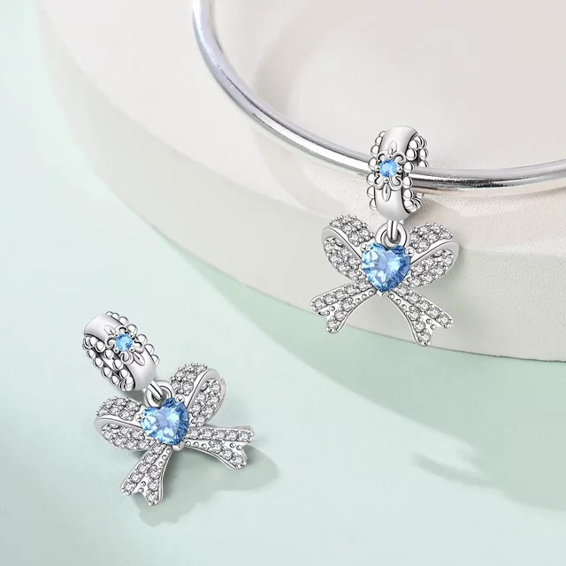 Charms Original Charm 925 Silber vergoldet, Zirkonia, Perle, Damen - Bild 1