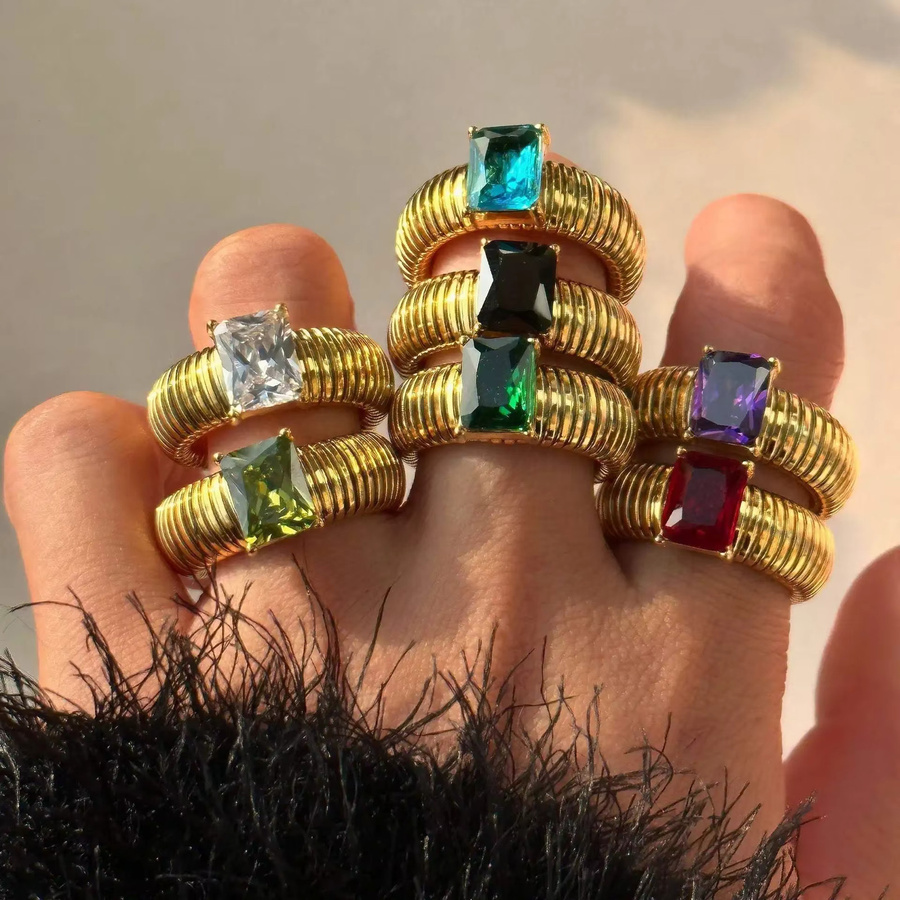amofa Ring, Kristall, bunt, 18 Karat vergoldet, Damen - Bild 2