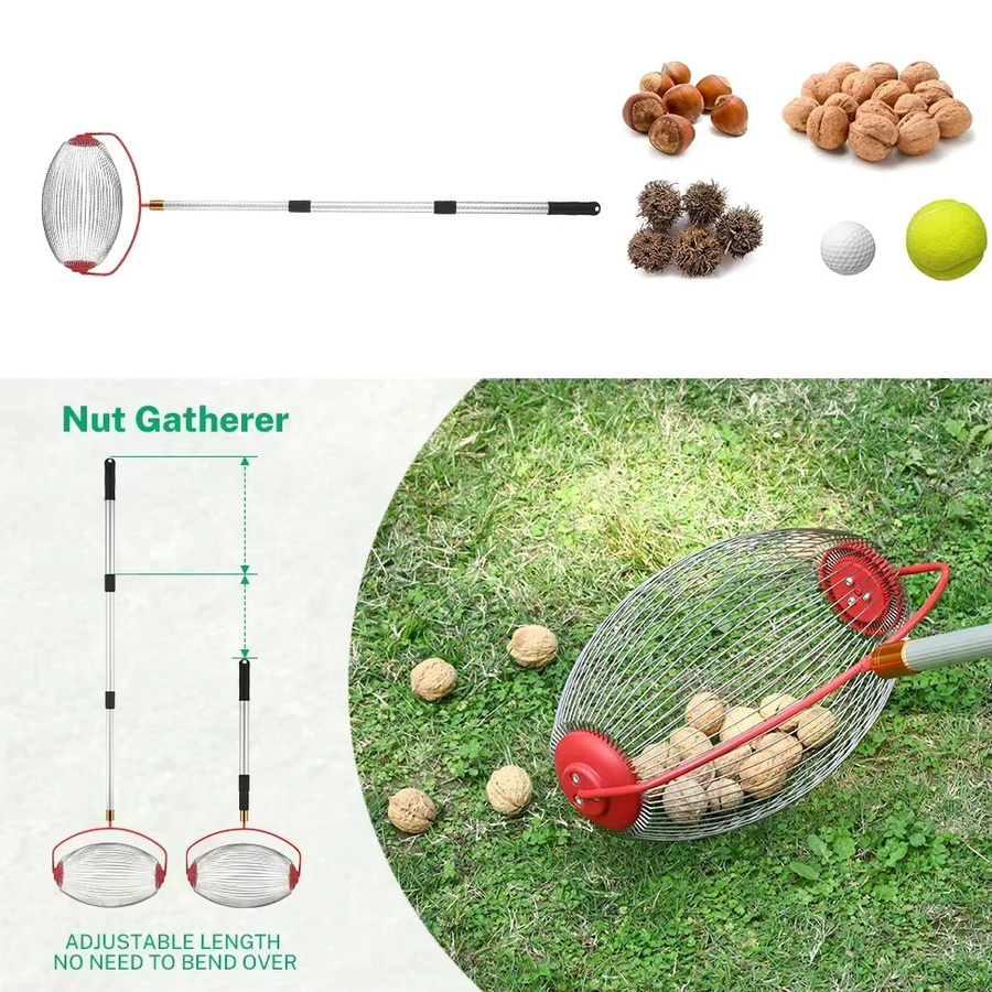 Einstellbarer Nuss-Sammler als Rollball-Erntehilfe für Walnüsse, Pekannüsse und Äpfel als manuelles Outdoor-Werkzeug - Bild 2