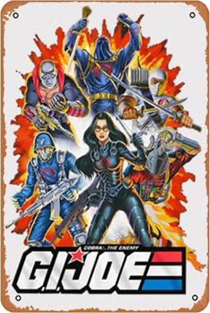 G.I Joe Retro Metall-Wandkunst Vintage Eisenblechgemälde mit Cobra Commander, Destro, Shadow und Barones, rahmenlos, B: 20 cm, H: 14 cm, T: 14 cm - Bild 1