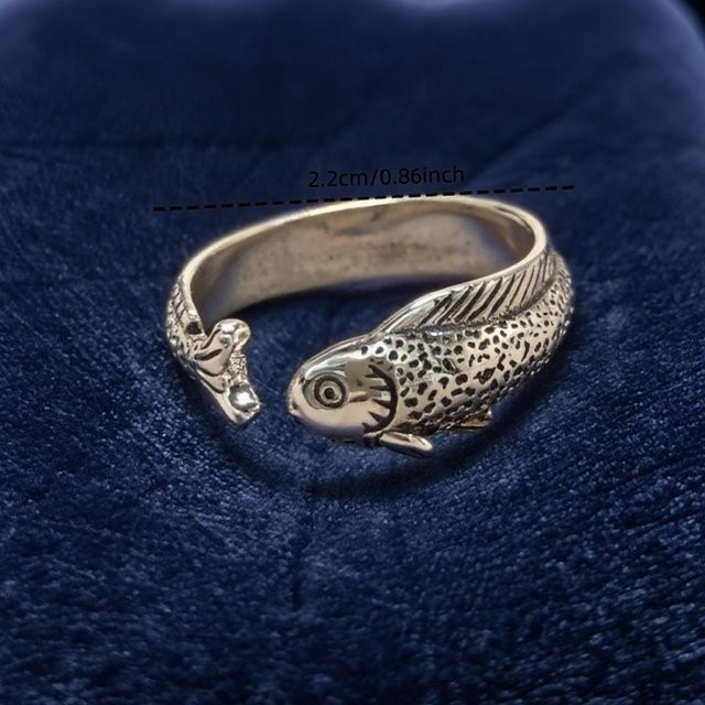 YULIN Ring, Kupfer, silberbeschichtet, fischförmiges Design, Unisex - Bild 1