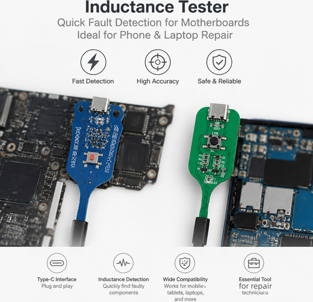 Aideepen DC 5V Induktionsprüfer für Motherboard-Spulen-Tester zur Handy- und PC-Reparatur in Grün - Bild 1