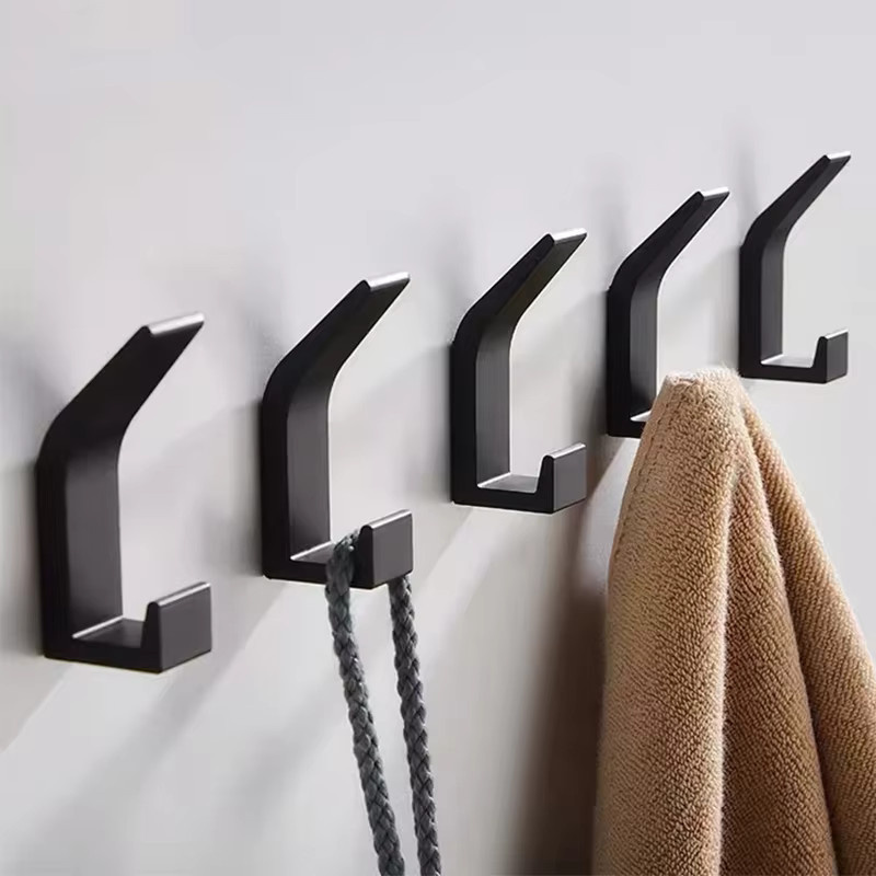 Doppel-Haken zum Kleben aus Metall für Bad und Küche, Schwarz oder Weiß - Bild 3