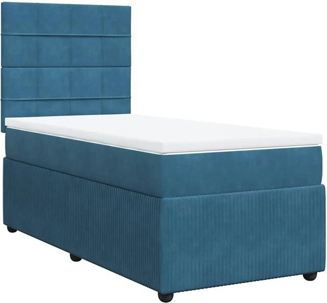 vidaXL Boxspringbett mit Matratze in Blau, Hybridbett mit Taschenfederkern und USB-Anschluss, B/T: 80 x 200 cm - Bild 1
