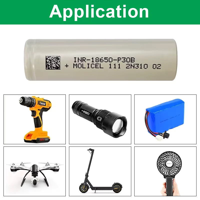 Molicel P30B INR 3000 Lithium-Ionen Akku mit 3000 mAh Kapazität und 30A CDR für Kameras - Bild 2