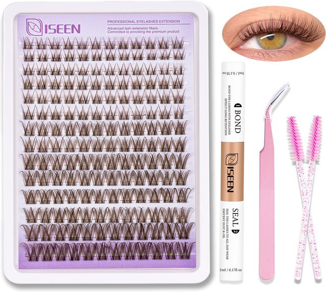 ISEEN Wimpernverlängerungs-Kit, Braunes Wimpern-Cluster-Set, Unisex - Bild 1