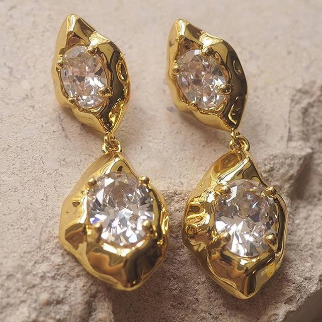 Huitan Ohrringe, Gold, Zirkonia, Damen - Bild 1