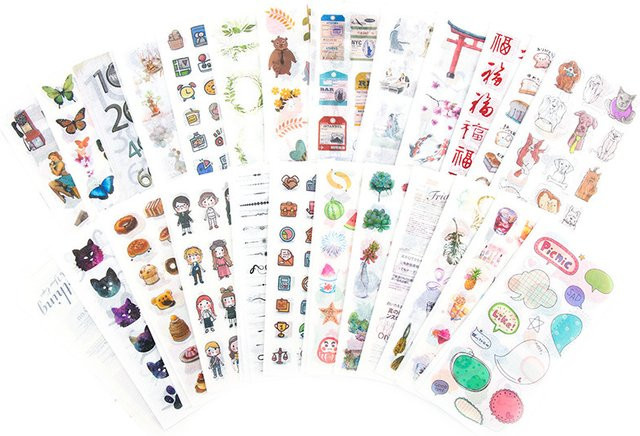 6er Set nbyinto Washi-Aufkleber mit Pflanzen, Tieren und Lebensmitteln in Multicolour für dein Scrapbook und Tagebuch - Bild 1