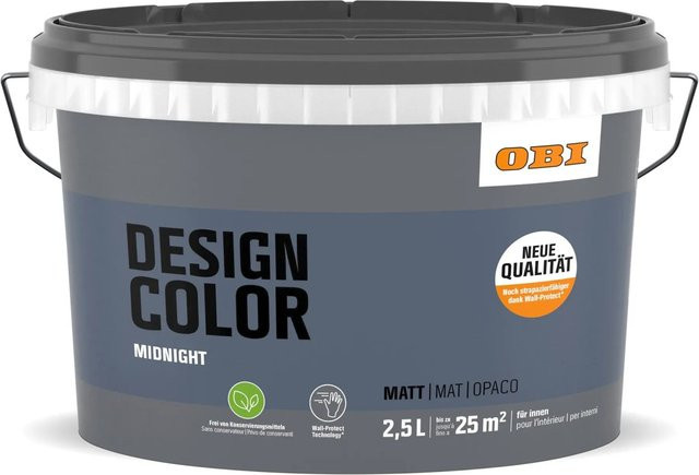 OBI Design Color Dispersionsfarbe auf Wasserbasis in Mitternachtsblau, 2,5 l - Bild 1