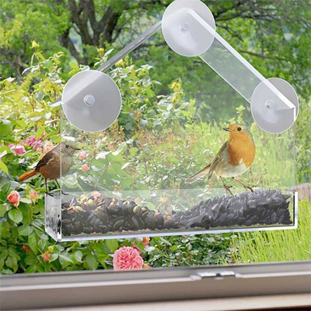 Vantnapf Acryl Vogelhäuschen mit transparentem Fenster für den Garten in Transparent - Bild 1