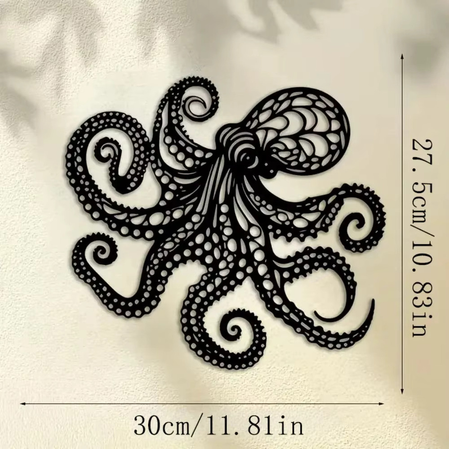 CIFBUY Vintage Oktopus Wandkunst aus Metall in Schwarz, Nautische Tentakel-Skulptur im Gotischen Design - Bild 3