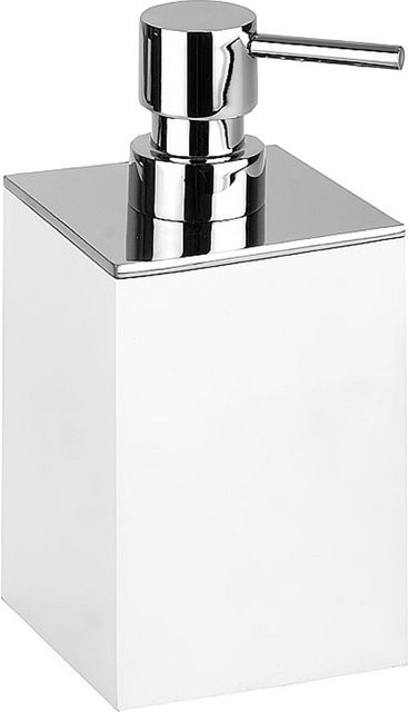 Brillantbad MAXIMA Seifenspender aus Polyresin und Messing in Weiß und Chrom, B/T/H: 7,5 x 16,0 x 8,6 cm, 200 ml - Bild 1