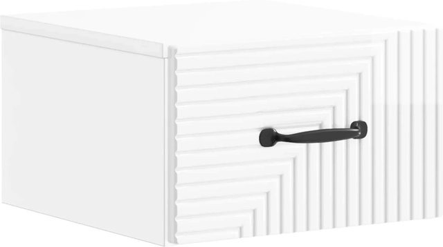 vidaXL Wandmontierter Nachttisch in Hochglanz Weiß, B/H/T: 33,0 x 34,5 x 20,0 cm - Bild 1