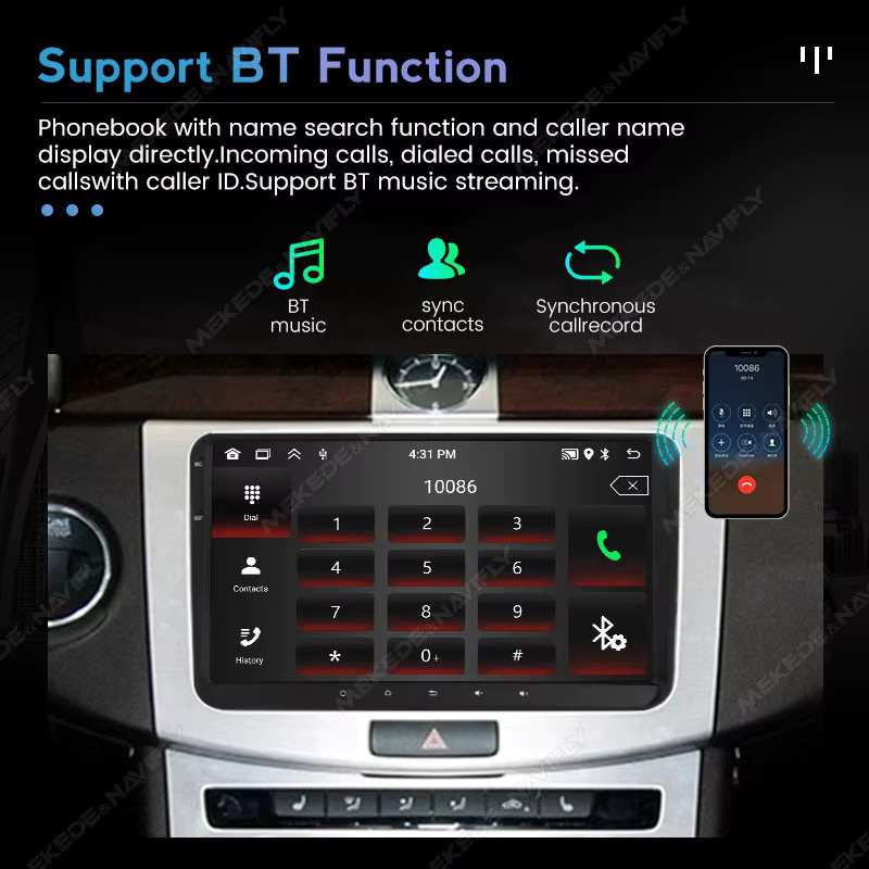 MEKEDE Android 15 Autoradio mit 9 Zoll IPS-Bildschirm für Volkswagen Passat B6 B7 Golf 5 6 Polo Jetta und Skoda, Multimedia-Player mit Bluetooth und Carplay in Schwarz - Bild 3