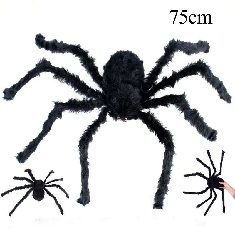 Potdemiel Schwarze Plüschspinne aus Textil als gruselige Halloween Dekoration für deine Party und Hausbar - Bild 4