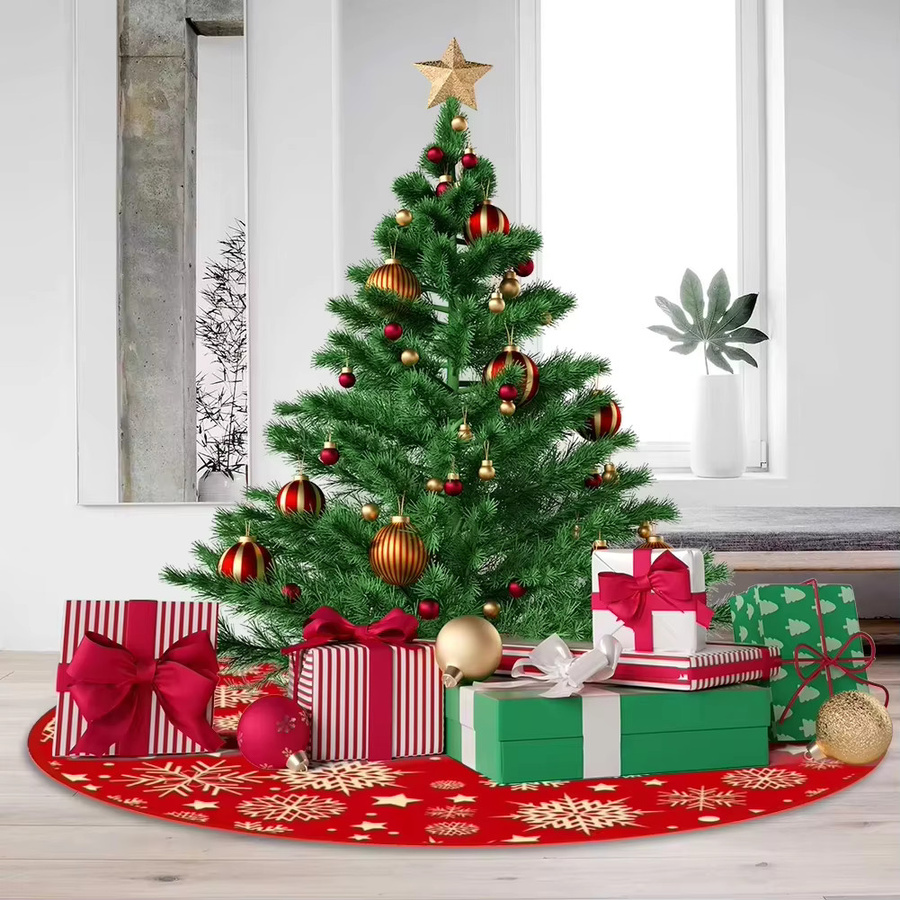 VIKAMA Weihnachtsbaum Rock mit Schneeflocken-Design in Rot für festliche Weihnachtsdekorationen - Bild 2