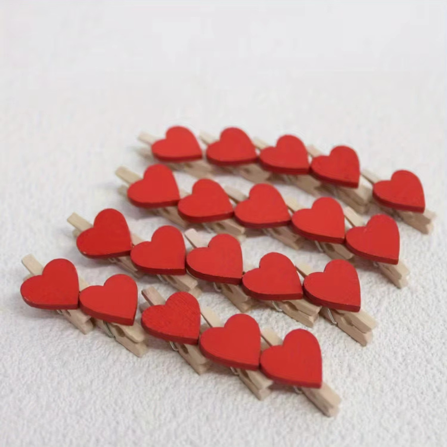 Mini-Holzklammern in Herzform in Rot für DIY-Handwerk und Dekoration, 25 Stück - Bild 3