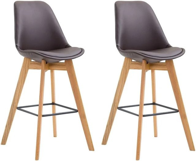 2er Set DELUKE Barhocker GIKAR aus Kunstleder in Braun mit Lehne, H x B x T: 112 x 48 x 56 cm - Bild 1