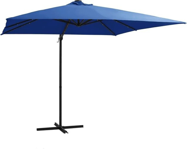 vidaXL Ampelschirm mit LED-Beleuchtung aus Stahl und Polyester in Azurblau, B/T/H: 250 x 250 x 247 cm - Bild 1
