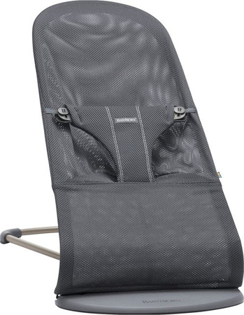 Babybjörn Bundle Babywippe Bliss Mesh in Grau inklusive Spielbogen aus Birkenholz
