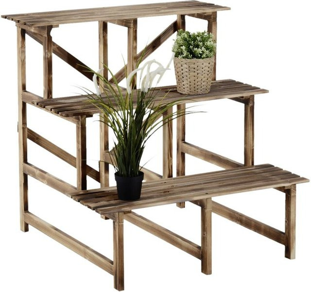 Outsunny Pflanzentreppe aus Fichtenholz in Beige, Braun und Multicolour für Garten, Balkon und Terrasse - Bild 1
