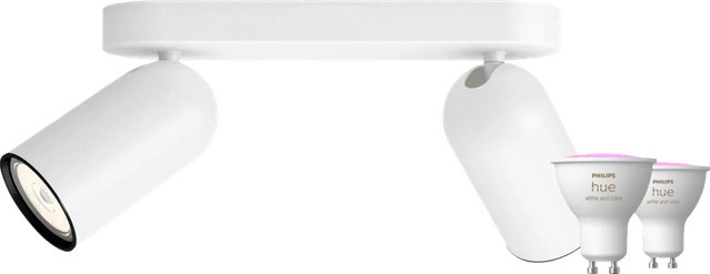 Philips Hue Pongee Aufbauspot Set in Weiß mit 2 Philips Hue White & Color Ambiance GU10 LED-Leuchtmitteln - Bild 1