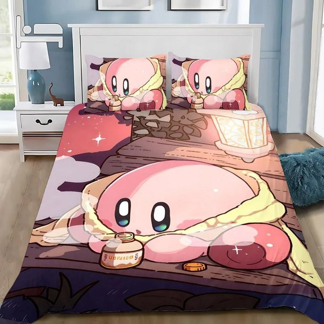 Bettwäsche-Set Kirby Star Allies mit 3D-Digitaldruck von Binchi Fitness, bestehend aus Bettbezug und Kissenbezug, Mehrfarbig, B/H: 155 x 220 cm - Bild 1