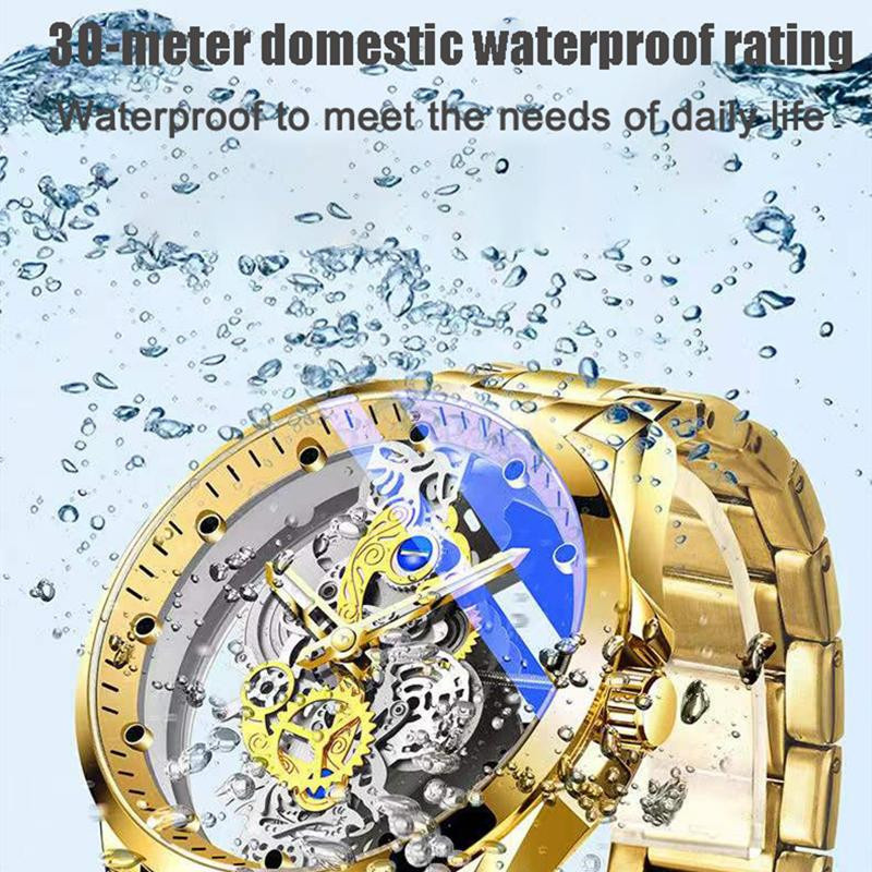 Le Jardin Armbanduhr, Skelett, Quarz, Edelstahl, Gold, 42 mm, Herren - Bild 3