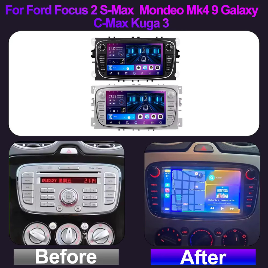 Forefeel Android Multimedia Autoradio mit WiFi und GPS Navigation für Ford Focus Mondeo C-MAX S-MAX Galaxy II Kuga in Schwarz - Bild 2