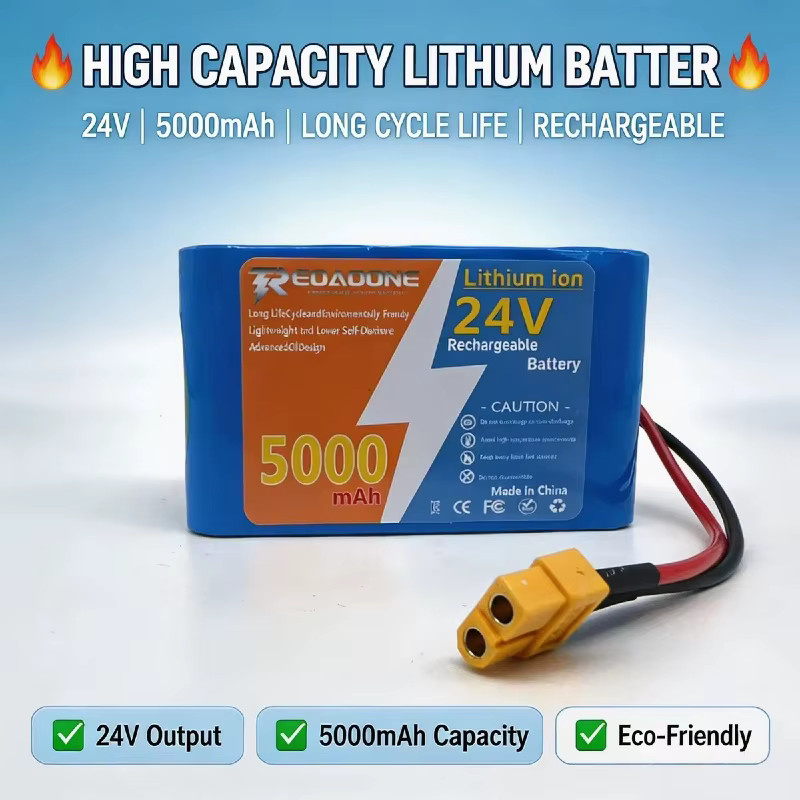 Aleaivy Lithium-Ionen-Akku 24 V 5000 mAh mit 18650 Zellen und Überladeschutz in Blau - Bild 2