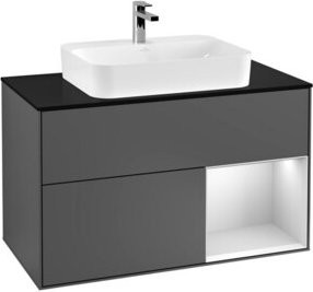 V&B Waschtischunterschrank Finion 100 mit Wandbeleuchtung, Anthrazit lackiert, B/T/H: 100 x 50,1 x 50,1 cm - Bild 1