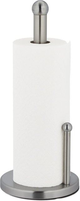 Relaxdays Küchenrollenhalter aus Edelstahl in Silber mit Abrollstopp, Breite: 35 cm, Tiefe: 15 cm - Bild 1