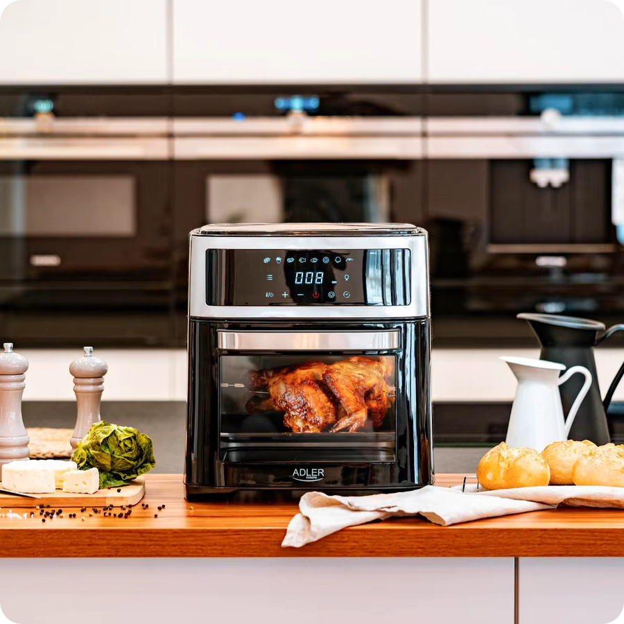 Adler Ofen Fat Free 13L in Schwarz mit 2500W, 8-in-1-Funktion, Konvektion und LED-Anzeige - Bild 2