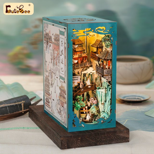 CUTEBEE Antikes Buchecke-Puppenhaus-Set, 3D-Puzzle, mit Touch-Licht - Bild 1