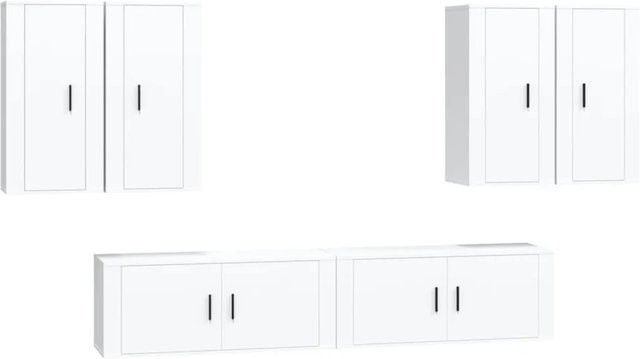 vidaXL 6-teiliges TV-Schrank-Set in Weiß aus Holzwerkstoff für dein Wohnzimmer - Bild 1