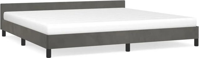 vidaXL Bettgestell mit Kopfteil aus Samt in Dunkelgrau, B/T: 200 x 200 cm - Bild 1