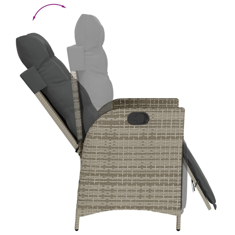 vidaXL 5-tlg. Garten-Essgruppe aus PE-Rattan mit Kissen und Glastisch in Grau - Bild 4