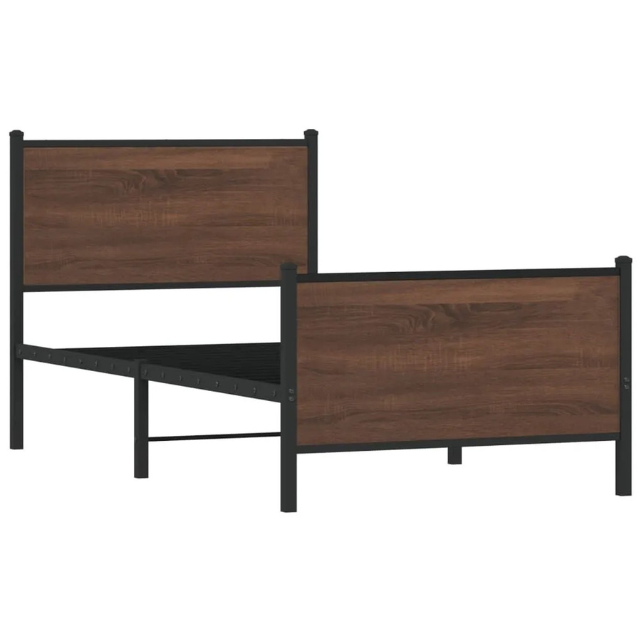 vidaXL Metallbett in Eiche Braun mit klassischem Design, B/T/H: 80 x 190 x 91,5 cm - Bild 2