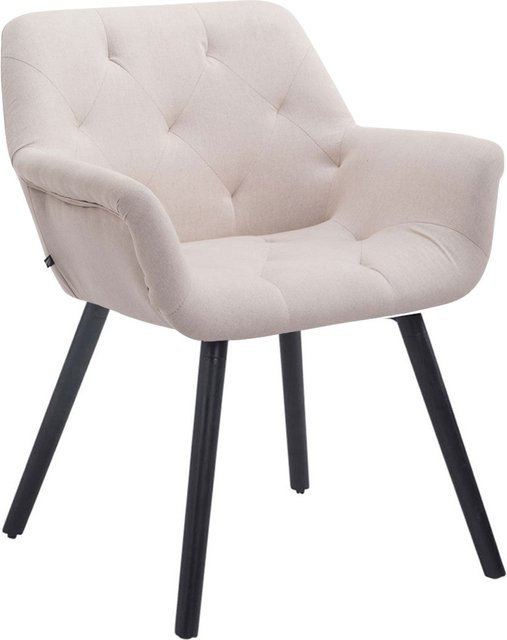 TPFLiving Besucherstuhl Cassy mit Stoffbezug und Holzgestell in Beige und Schwarz - Bild 1