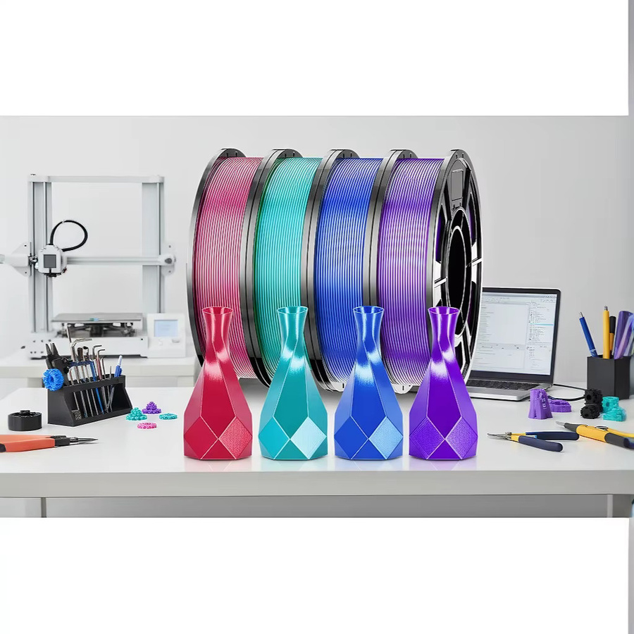 3D Maliang Seiden-PLA-Filament 1,75 mm Bündel mit 4 Farben (Rosa, Cyan, Blau, Lila), 4 x 250 g - Bild 2