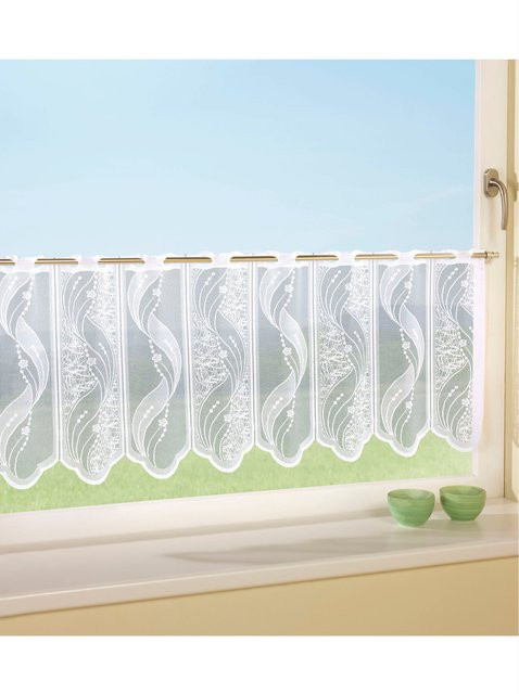 Heine Fenster-Türbehang aus transparentem weißem Polyester mit Ösen - Bild 1
