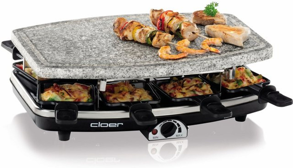 Cloer Raclettegrill 6430 in Grau mit Natursteinplatte und einstellbarem Thermostat - Bild 2