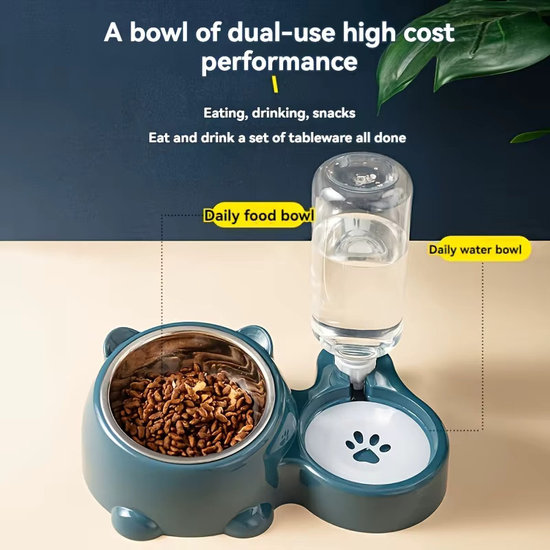 ZHUOJI Automatischer Futterautomat und Wasserspender in Schwarz mit integriertem Fütterungssystem und schrägem Auslauf für Katzen und Hunde - Bild 2