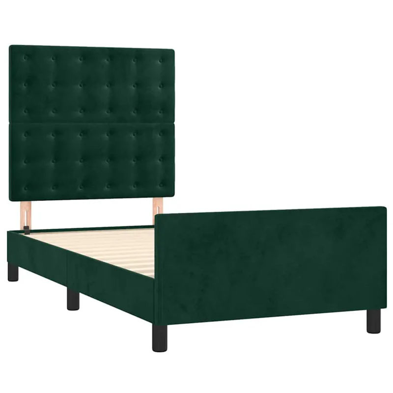 Vidaxl Polsterbett aus Samt in Grün, B/T/H: 90 x 200 cm - Bild 2