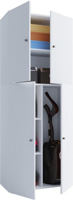 VCM Lona Putzschrank und Besenschrank aus Holz mit Drehtüren in Weiss, H x B x T: 182 x 70 x 39 cm - Bild 1